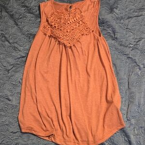 Women's Orange Lace Tank Top
